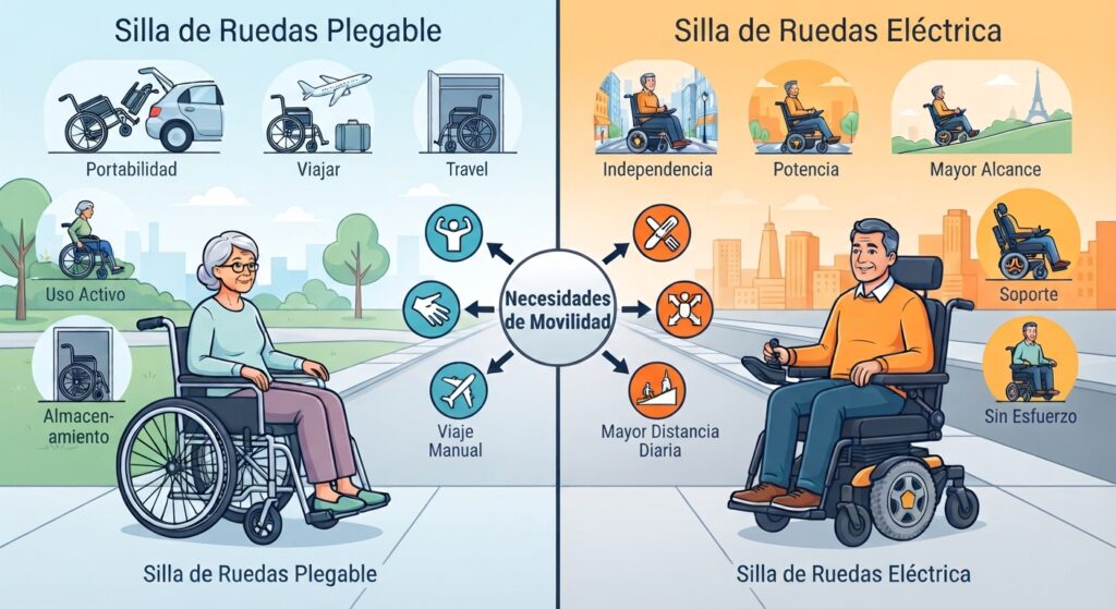 Silla de ruedas plegable vs eléctrica